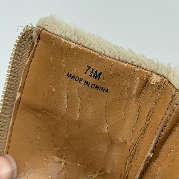 Vtg Y2K Marinelli Womens Suede Shearling Boots Sz 7.5 Cozy Winter Tan 2000s Read - Picture 9 of 15